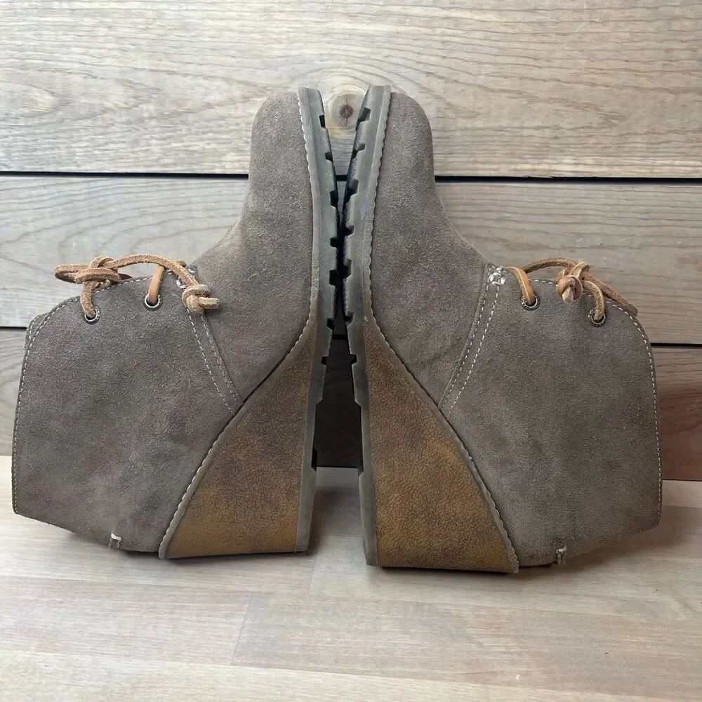 Sperry Top Sider Leather Wedge Ankle Boots Lace Up Preppy Women Size 7